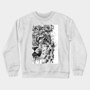 Black And White Half Faced Leopard Crewneck Sweatshirt